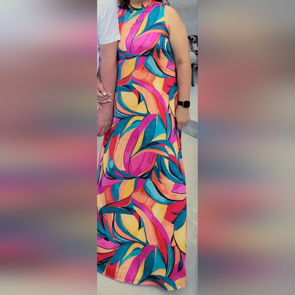 Vibrant Abstract Maxi Summer Dress